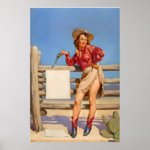 Poster Battez Cette Cowgirl Style Occidental Vintage Elvg