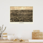 Poster Battle Creek, MI Carte panoramique - 1870 (Cuisine)