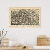 Poster Battle Creek, MI Carte panoramique - 1880 (Cuisine)