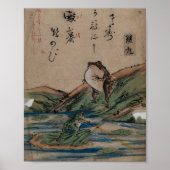 Poster  "Battle of the Frogs" by Kawanabe Kyōsai (Devant)
