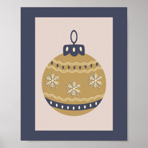 Poster Bauble de Noël Or et bleu
