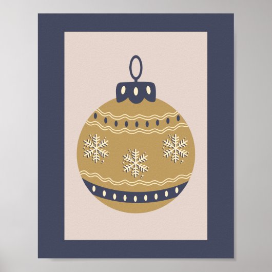 Poster Bauble de Noël Or et bleu (Devant)