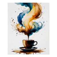 Bauhaus art matin café (bleu et marron)