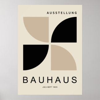 Poster Bauhaus Beige Noir Géométrique Quart de Cercle