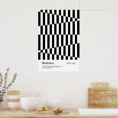 Poster Bauhaus Black White Stripe Grid Art Print (Cuisine)