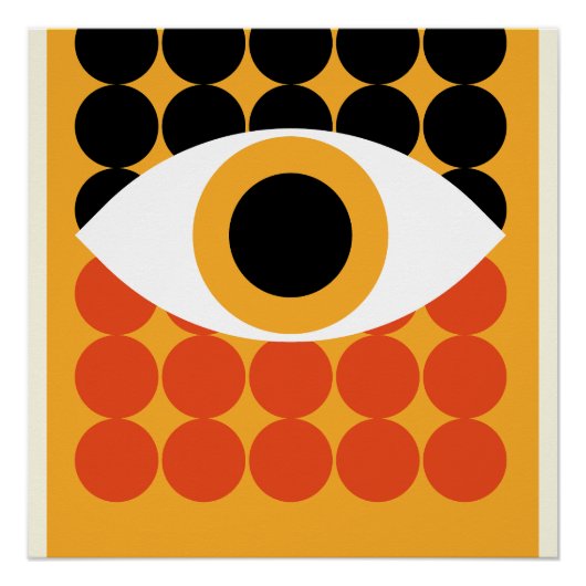 Poster Bauhaus Eye Geometric Art Print Orange 1919 (Devant)