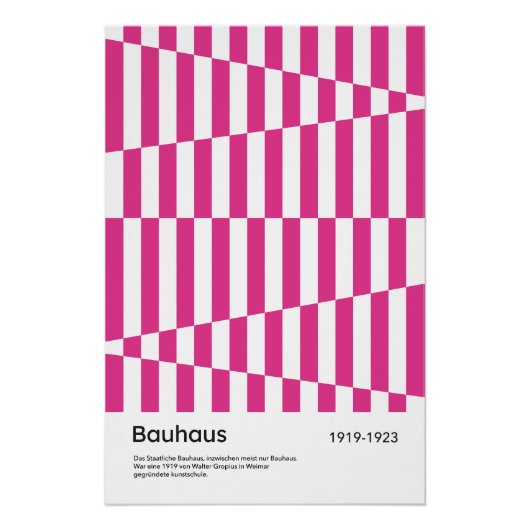 Poster Bauhaus Hot Pink Stripe Geometric Art Print (Devant)