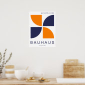 Poster Bauhaus Orange Marine Géométrique Quart de Cercle (Cuisine)