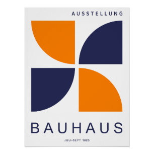 Poster Bauhaus Orange Marine Géométrique Quart de Cercle