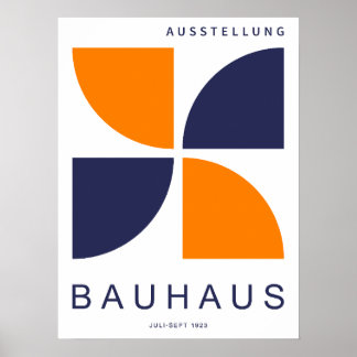 Poster Bauhaus Orange Navy Geometric Quarter Circle