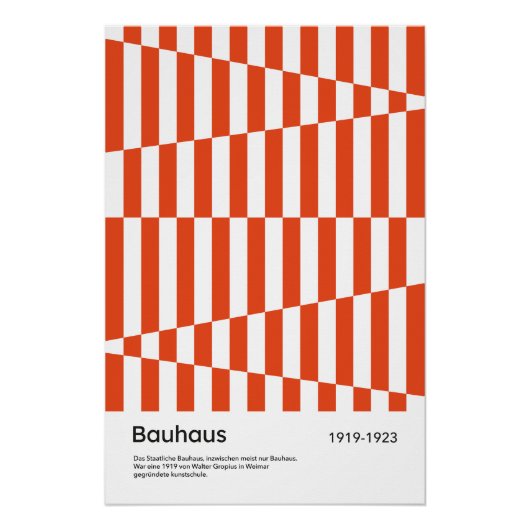 Poster Bauhaus Red Orange Stripe Geometric Art Print (Devant)