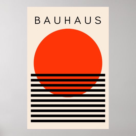 Poster Bauhaus Soleil rouge orange (Devant)