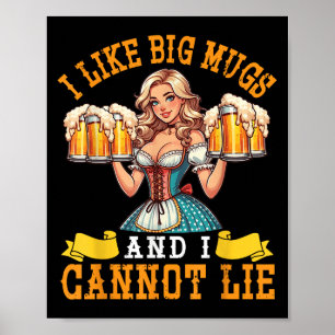 Poster Bavaroise Beer Maiden J'Aime Les Grosses Mugs Et J