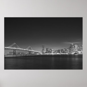 Poster Bay Bridge San Francisco noir blanc