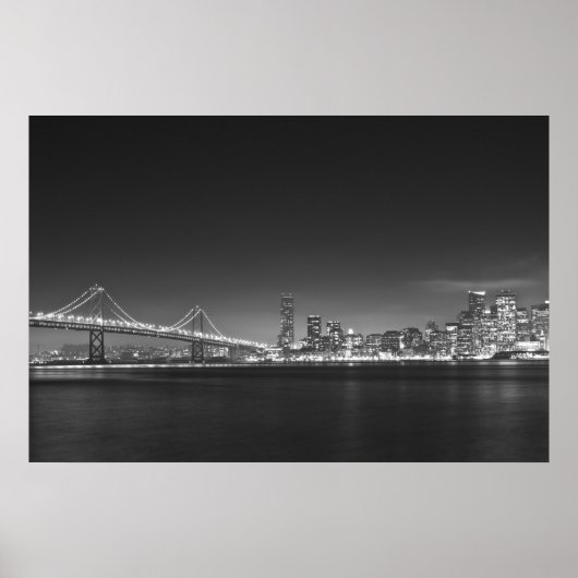 Poster Bay Bridge San Francisco noir blanc (Devant)