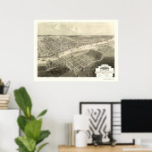 Poster Bay City, MI Carte panoramique - 1867 (Bureau à domicile)