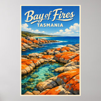 Poster Bay of Fires Tasmania - Vintage Travel