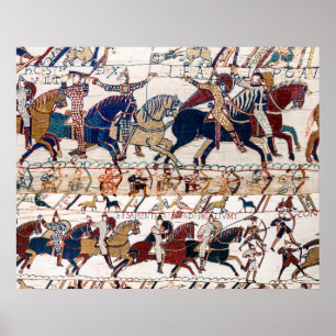 POSTER BAYEUX TAPESTRY 1066 NORMAN KNIGHTS AND ARCHERS