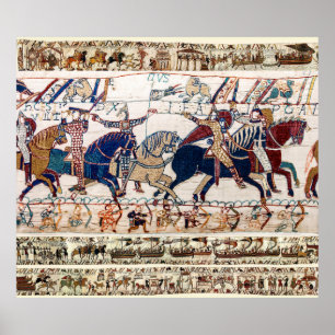 POSTER BAYEUX TAPESTRY 1066 NORMAN KNIGHTS AND ARCHERS
