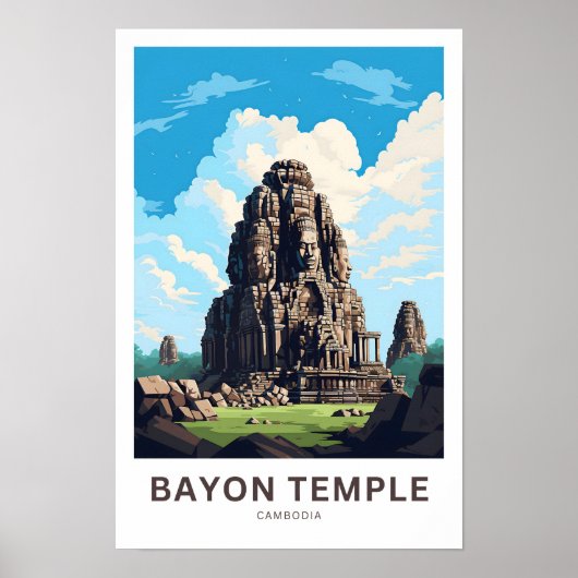 Poster Bayon Temple Cambodge Travel Print (Devant)