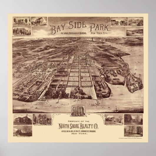 Poster Bayside Park - Queens, NY Carte panoramique - 1915 (Devant)