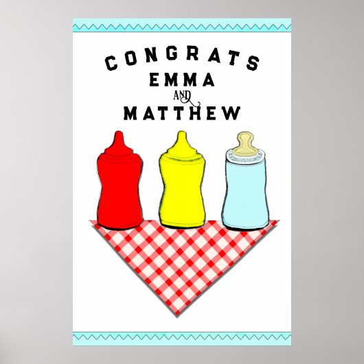 Poster BBQ Baby shower Félicitations (Devant)