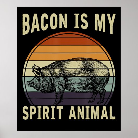 Poster BBQ | Bacon est mon esprit animal barbecue (Devant)