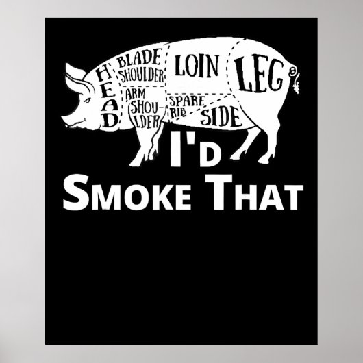Poster BBQ | BBQ Grill Cochon Porc Id Fumer Que Cadeaux H (Devant)