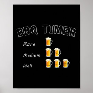 Poster Bbq Fumé Steak Bière Boire Cadeau Barbecue