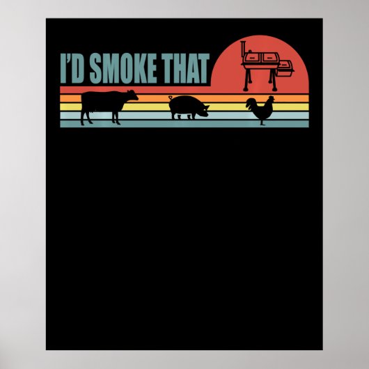 Poster BBQ Id Fumer Que Barbeque Retro (Devant)