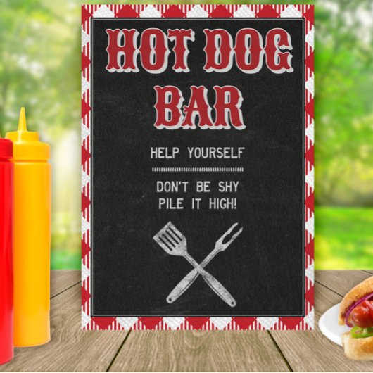 Poster BBQ Jardin 5x7 Anniversaire Hot Dog Bar Panneau