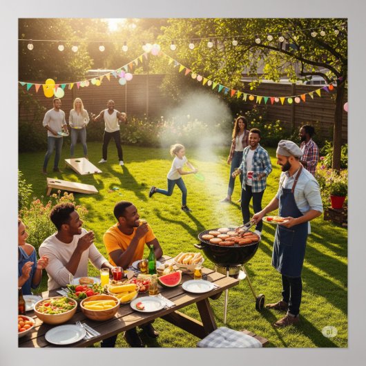 Poster BBQ Jardin été (Devant)