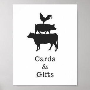 Poster BBQ Rustic Couples Baby showers cartes et cadeaux