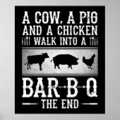 Poster BBQ | Une Vache Un Cochon Et Un Poulet Marcher Dan (Devant)