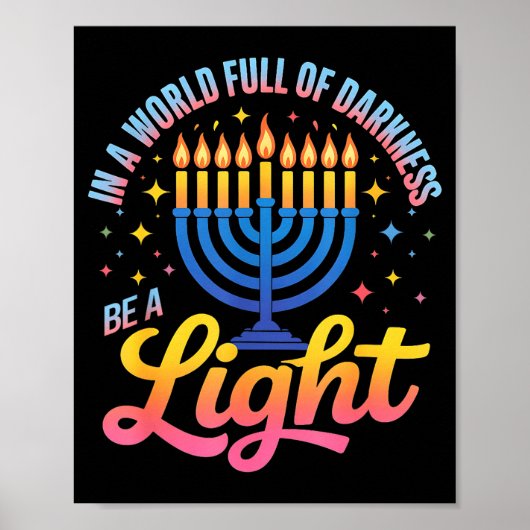 Poster Be A Light Happy Hanukkah Menorah Jewish Gift (Devant)