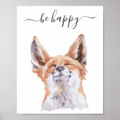 Poster Be Happy Fox Nursery Child Woodland (Devant)