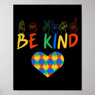 Poster Be Kind Asl American Sign Language Autism Awards