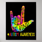 Poster Be Kind Asl Love Sign Language Hand Autism Awarene (Devant)