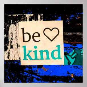Poster Be Kind Colorful Blue Teal