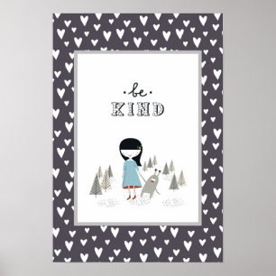 Poster Be Kind Little Girl and Her Monster Nordic
