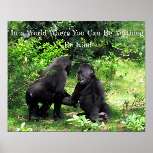 Poster Be Kind - Poster de citation Baby Gorilla (Devant)