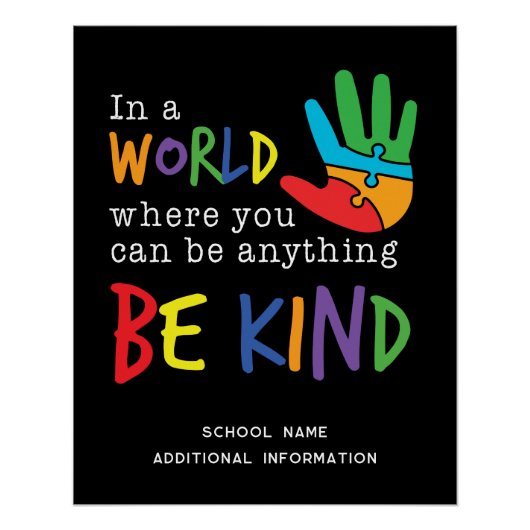 Poster Be Kind School Teacher Classe (Devant)