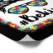 Poster Be Kind Sensibilisation sur l'autisme Messy Bun Gi (Coin)