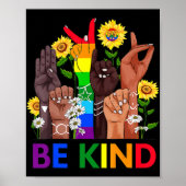 Poster Be Kind Sign Language Hand Talking LGBTQ Gay Les P (Devant)