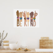 Poster Be Kind Sign Language - Kindness ASL - Kind Human (Cuisine)