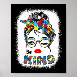 Poster Be Kind t shirts for Women Autism Awareness Messy 