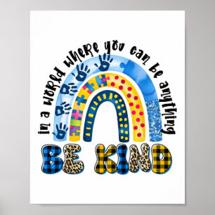 Poster Be Kind Tie Dye Rainbow Choose Kindness Women Kids