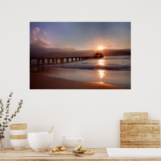 Poster Beach at sunset (Cuisine)