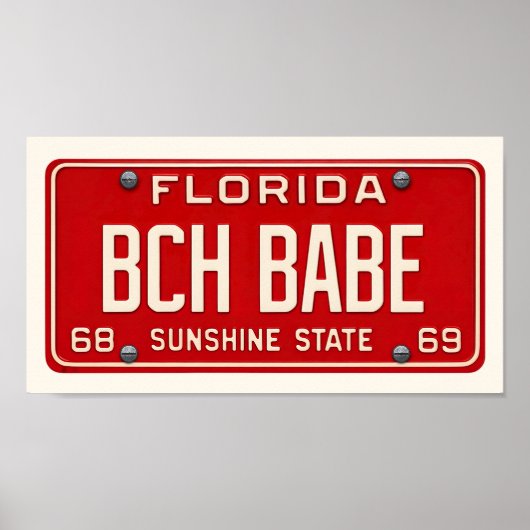Poster Beach Babe | Coastal Retro Florida License Plate (Devant)