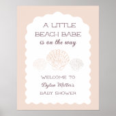 Poster Beach Babe Seashell Girl Baby shower Bienvenue (Devant)